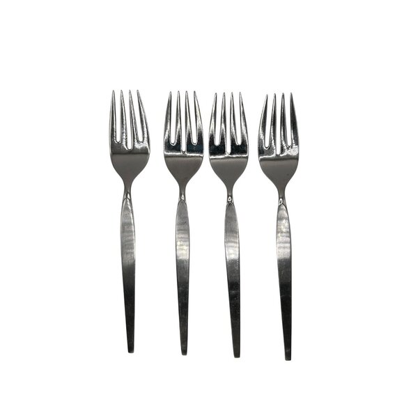 Oneida Satinique Stainless Steel set of 4 salad Fork Betty Crocker satin - Picture 3 of 5